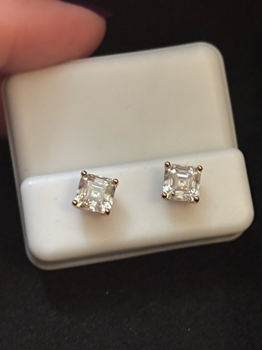 2.42 carat Moissanite Square-Cut Stone Stud Earrings set in Sterling Silver